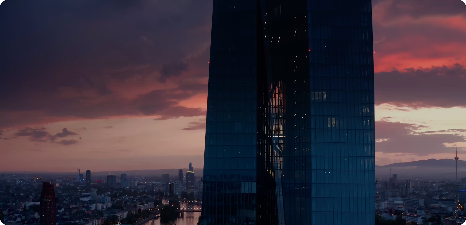Blick über das abendliche Frankfurt/Main